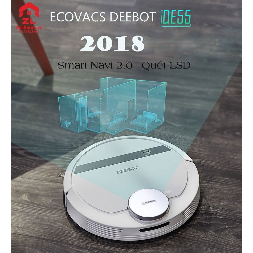 [ELHABK11 giảm 9% tối đa 1TR] Robot hút bụi lau nhà ECOVACS DEEBOT DE55 tặng khay lau nhà, có tường ảo - DE55