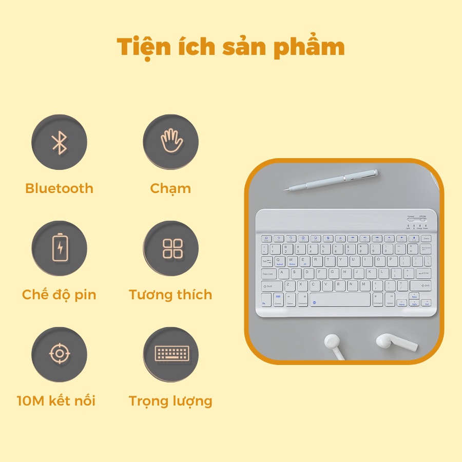 BÀN PHÍM BLUETOOTH KHÔNG DÂY CHO LAPTOP, ĐIỆN THOẠI, IPAD TIỆN LỢI