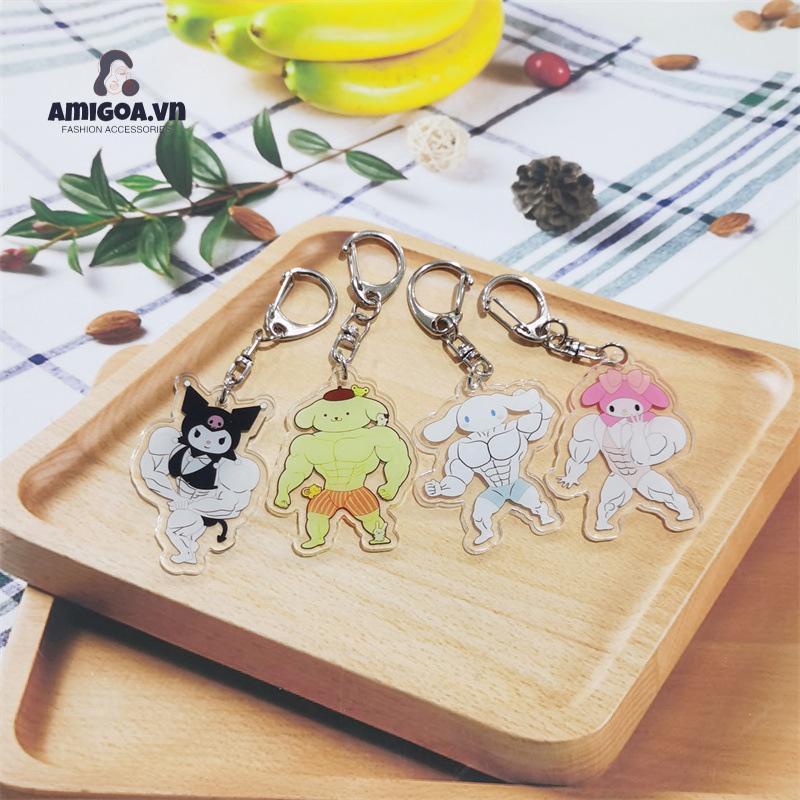 ✨✨Móc Khóa Acrylic Hình Hello Kitty Cơ Bắp Kuromi Pie Dastar