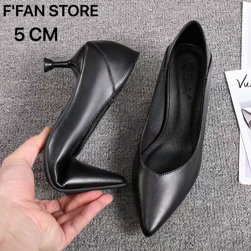 Giày [Da THẬT] Da Mềm Như Bún - Cao Gót Công Sở Văn Phòng Nữ Vạt Nhọn FFAN STORE