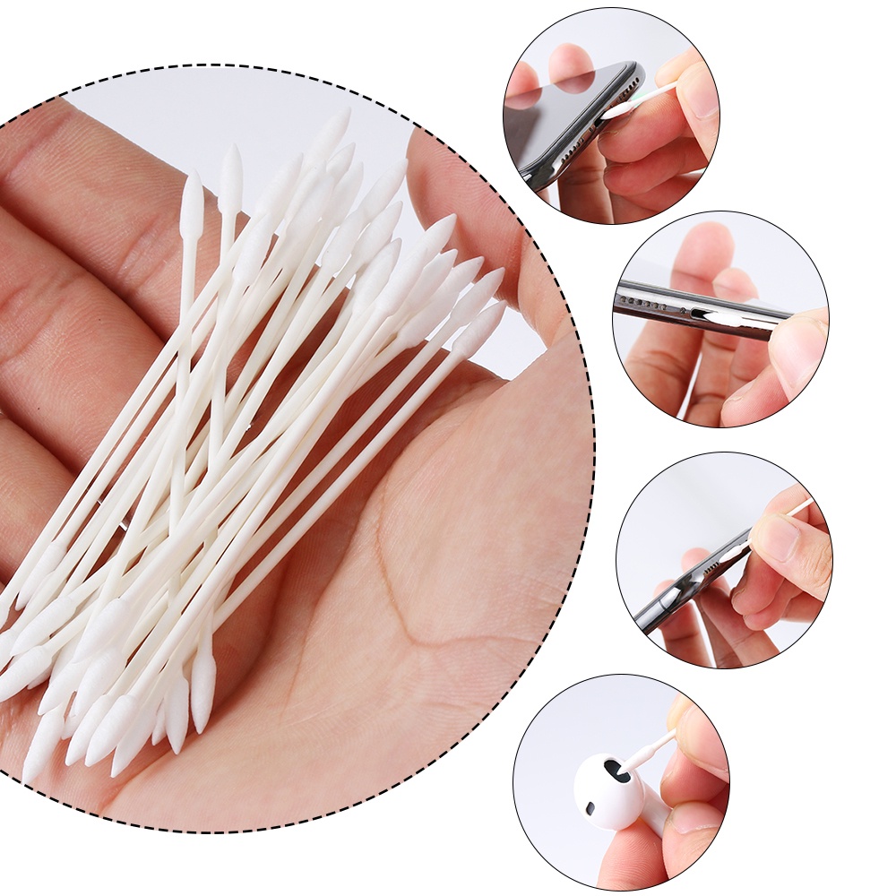 Set 25 Que Tăm Bông Hai Đầu Dùng Một Lần Vệ Sinh Tai Nghe Airpods Apple Airpods