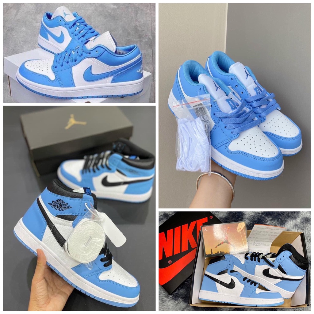 giày thể thao jordan xanh dương da trời thấp cổ và cao cổ bản đẹp giày jd1 đủ hộp và bill