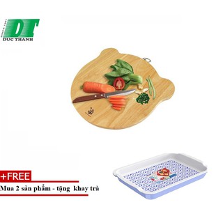 Thớt gỗ hình mặt gấu gỗ đức thành 04321-mua 2 thớt tặng kèm 1 khay ly