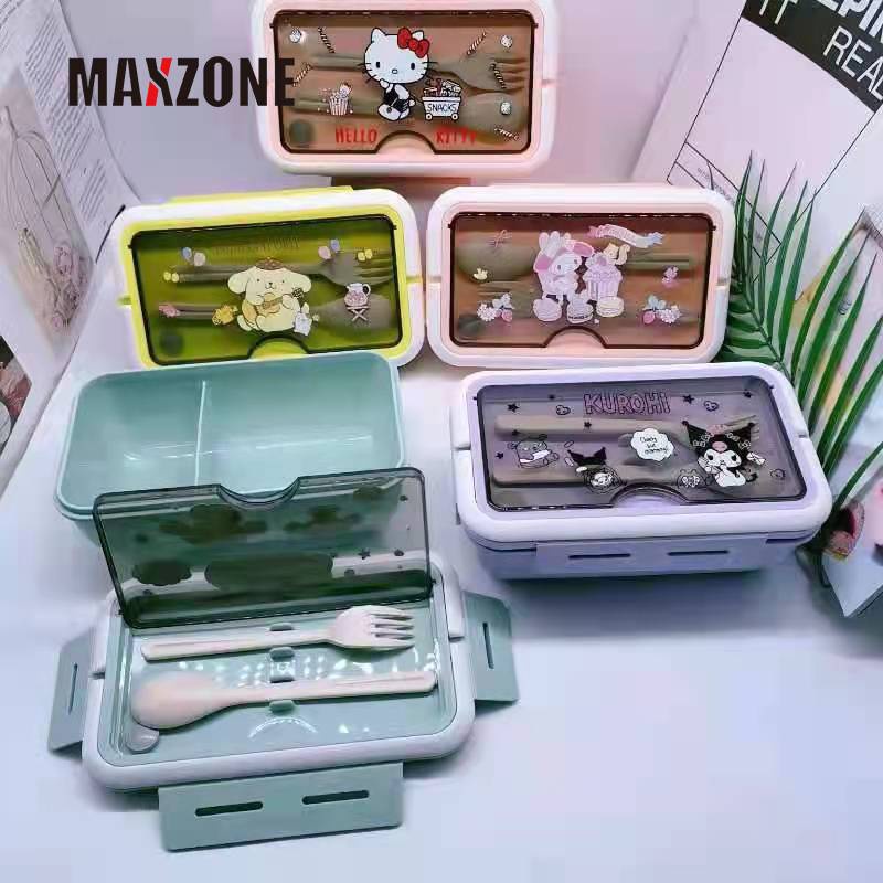 Hộp Cơm Trưa Hai Tầng Sức Chứa Lớn Hình Cinnamoroll My Melody Kuromi Anime Sanrioed Kèm Dao Nĩa Cho Học Sinh