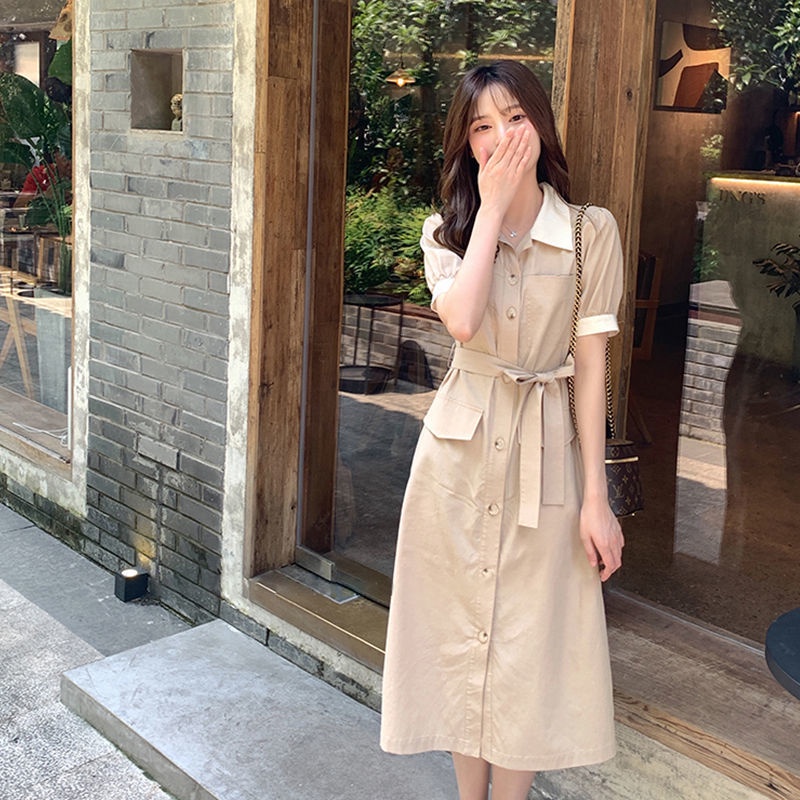 Đầm midi tay ngắn dáng dài thời trang mùa hè cho nữ Size S-3Xl