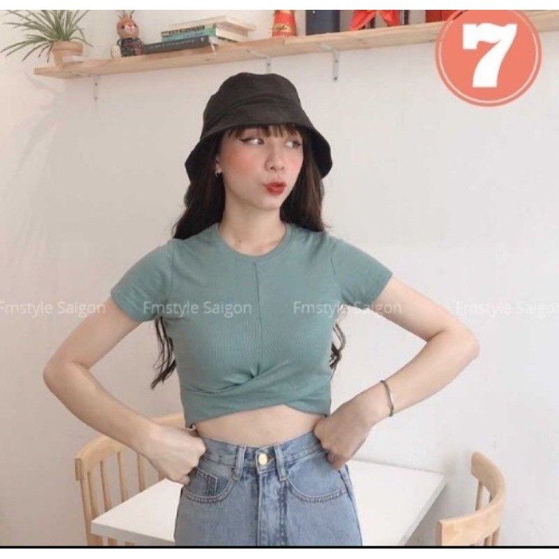 áo xoắn ngực croptop