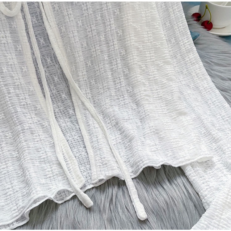 Áo Khoác Cardigan Dệt Kim Mỏng Chống Nắng Màu Trắng Thời Trang Mùa Hè Cho Nữ