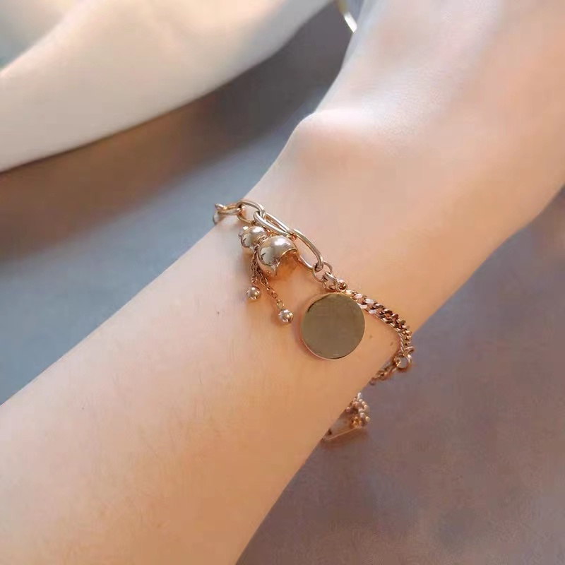 Vòng Đeo Tay Bằng Thép Titan Mạ Vàng Hồng 18k Phong Cách Dân Tộc Cổ Điển Thời Trang Cho Nữ