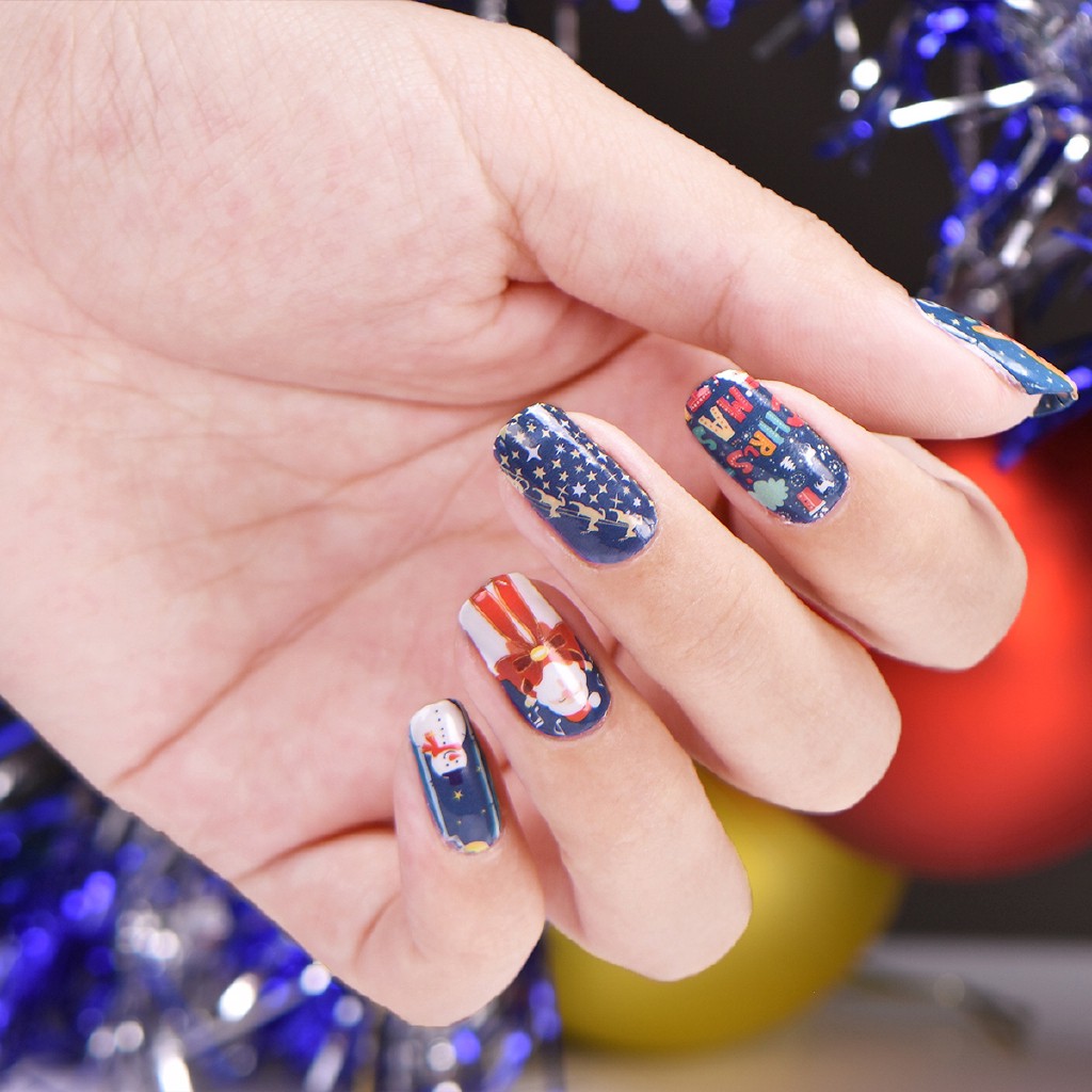 [Hàng mới về] Tờ sticker dán móng họa tiết Giáng Sinh trang trí móng nghệ thuật