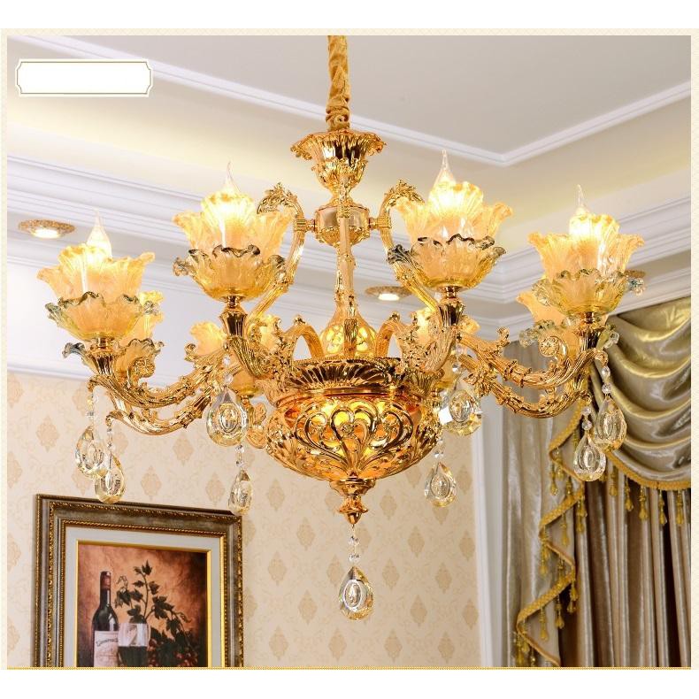 Đèn chùm MONSKY ALISTAR 15 tay phong cách Châu Âu hiện đại cao cấp loại 8 tay đẹp long lanh - Tặng kèm bóng Led cao cấp