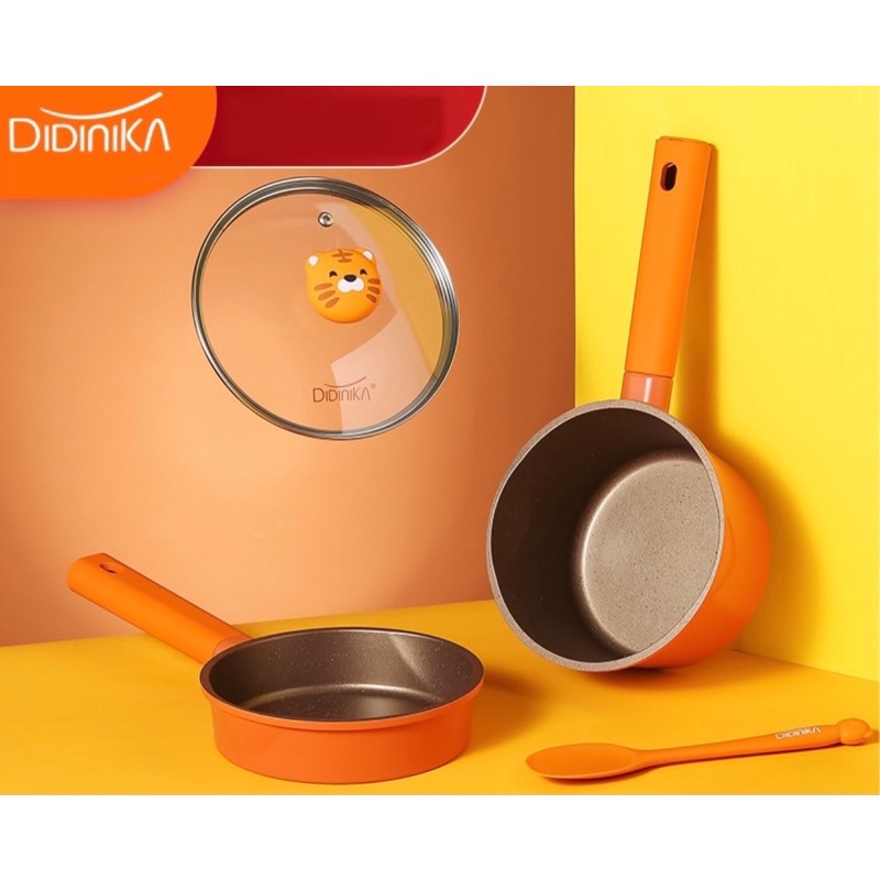 Bộ nồi chảo Didinika tráng men đá chống dính cao cấp cho bé ăn dặm