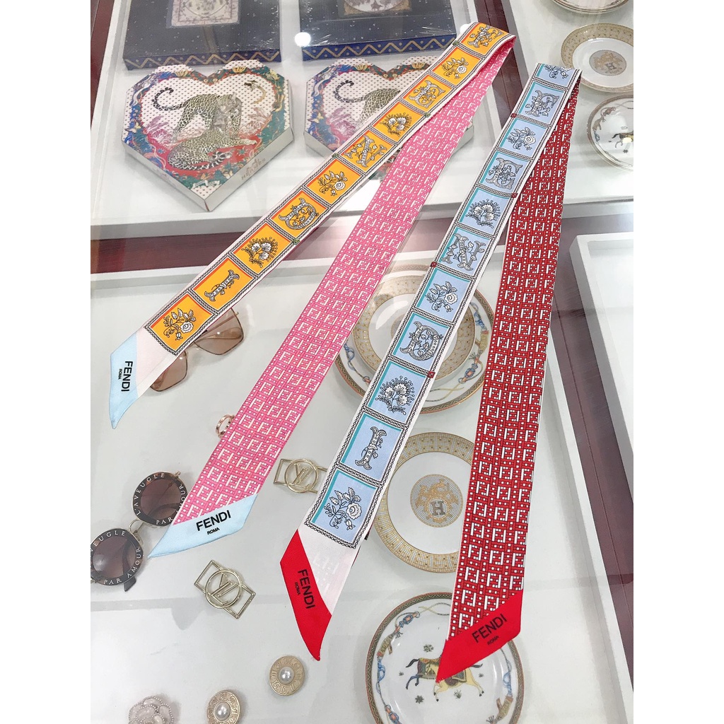 Khăn Quàng Cổ / Xách Tay Bằng Ruy Băng Lụa In Họa Tiết FF 2022 Cho Nữ