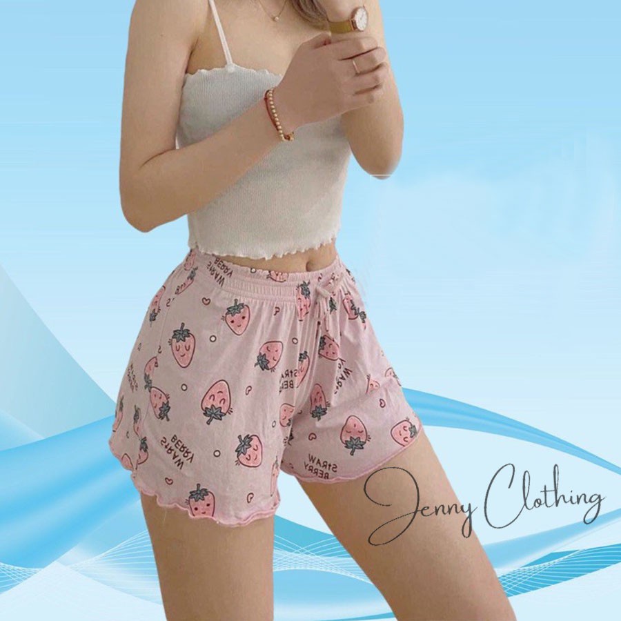 Quần đùi nữ mặc nhà chất cotton viền bèo kiểu quần short nữ mặc ở nhà đi ngủ nhiều màu thời trang mềm mịn thoáng mát