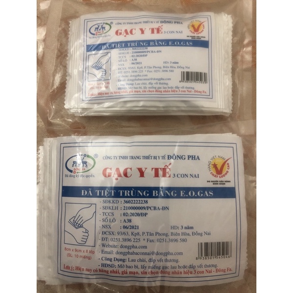 10 Bịch gạc y tế tiệt trùng Đông Pha (bịch 10 chiếc)