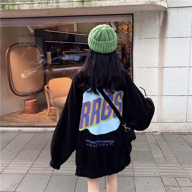 COZOK Áo sweater tay dài form rộng phong cách Hàn Quốc