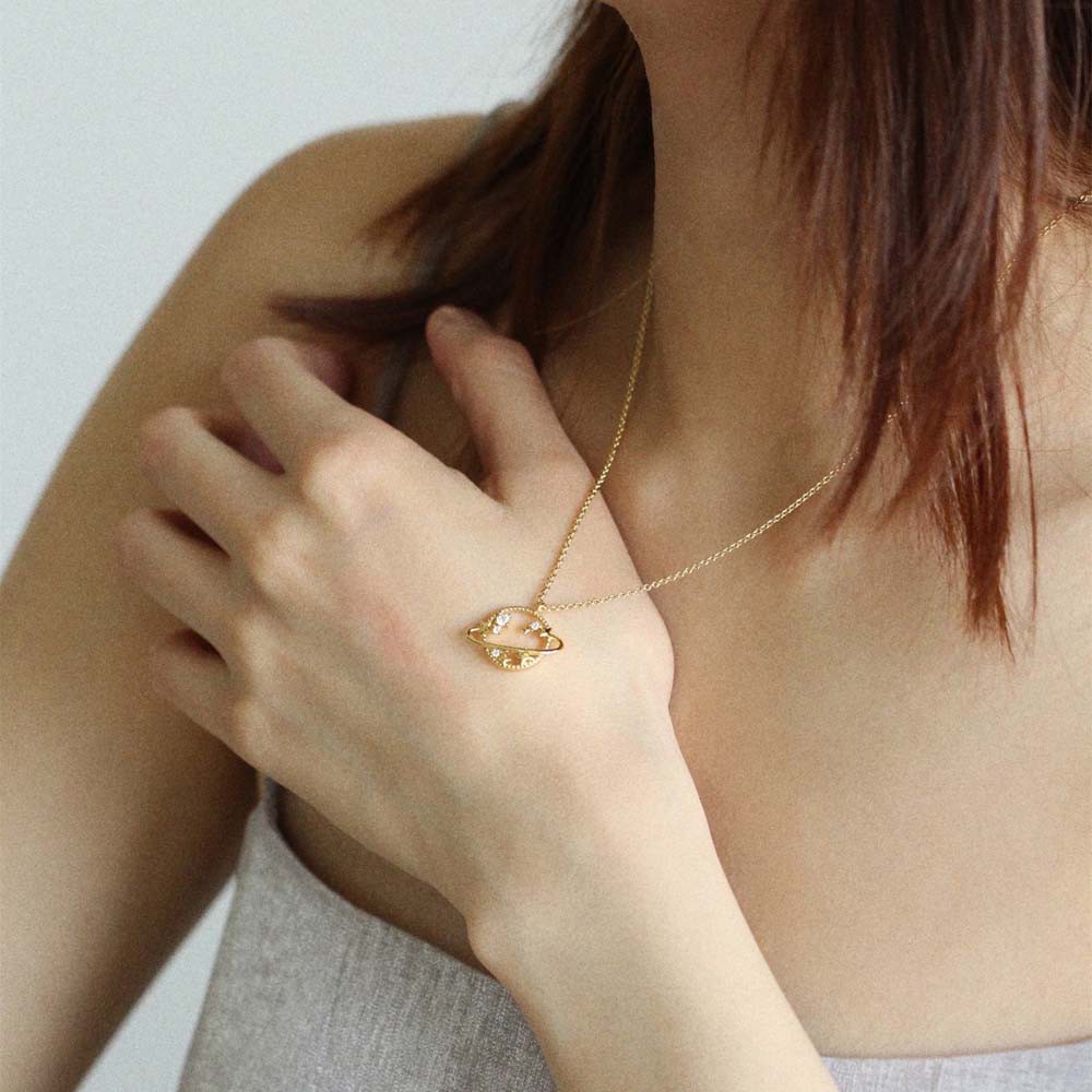 Vòng cổ mặt dây hình hành tinh ngôi sao thời trang xinh xắn cho nữ