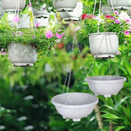 Chậu Nhựa Treo Xích, Chảo Treo Hoa Kiểng Loại Rất Dày + Tặng Kèm Dây Xích  (size lớn: 35x13,5x25cm)