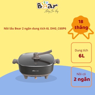 Nồi lẩu Bear 2 ngăn dung tích 6L DHG_C60P6
