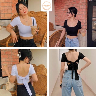 Áo croptop nữ buộc nơ lưng