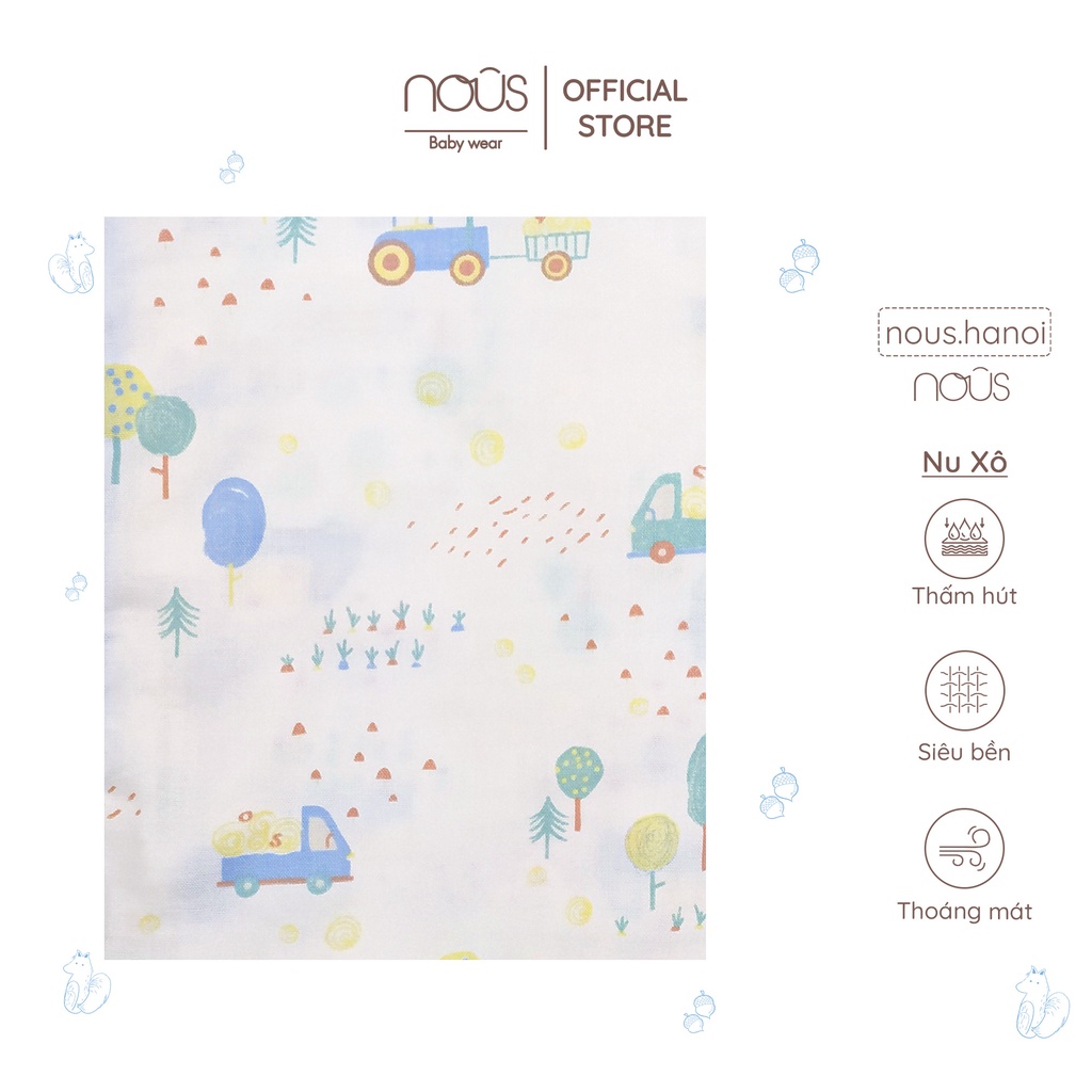 Khăn Xô Cotton 1 Lớp Nous Hoạ Tiết Nông Trại (Kích Thước 120*120cm)