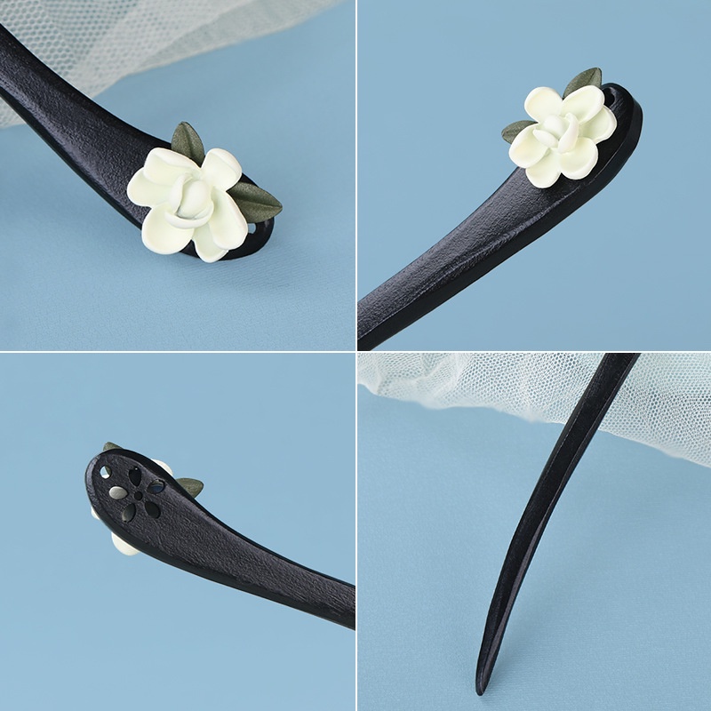 Trâm cài tóc gỗ đính hoa Sơn Chi