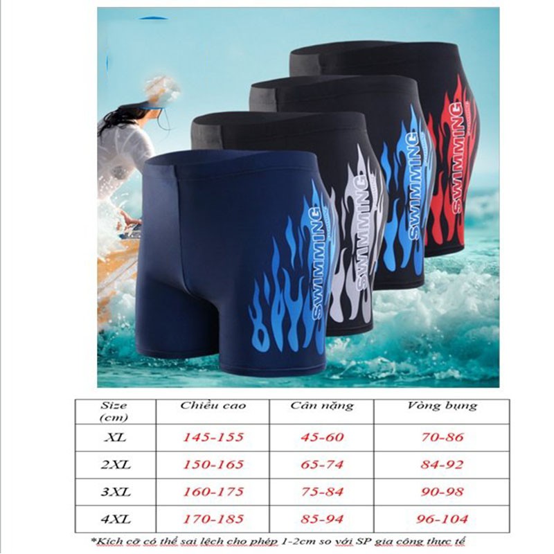 Quần Bơi Nam Đen Phối Xanh Đỏ chất liệu co giãn 4 chiều 1555 - Nhiều Màu tkb