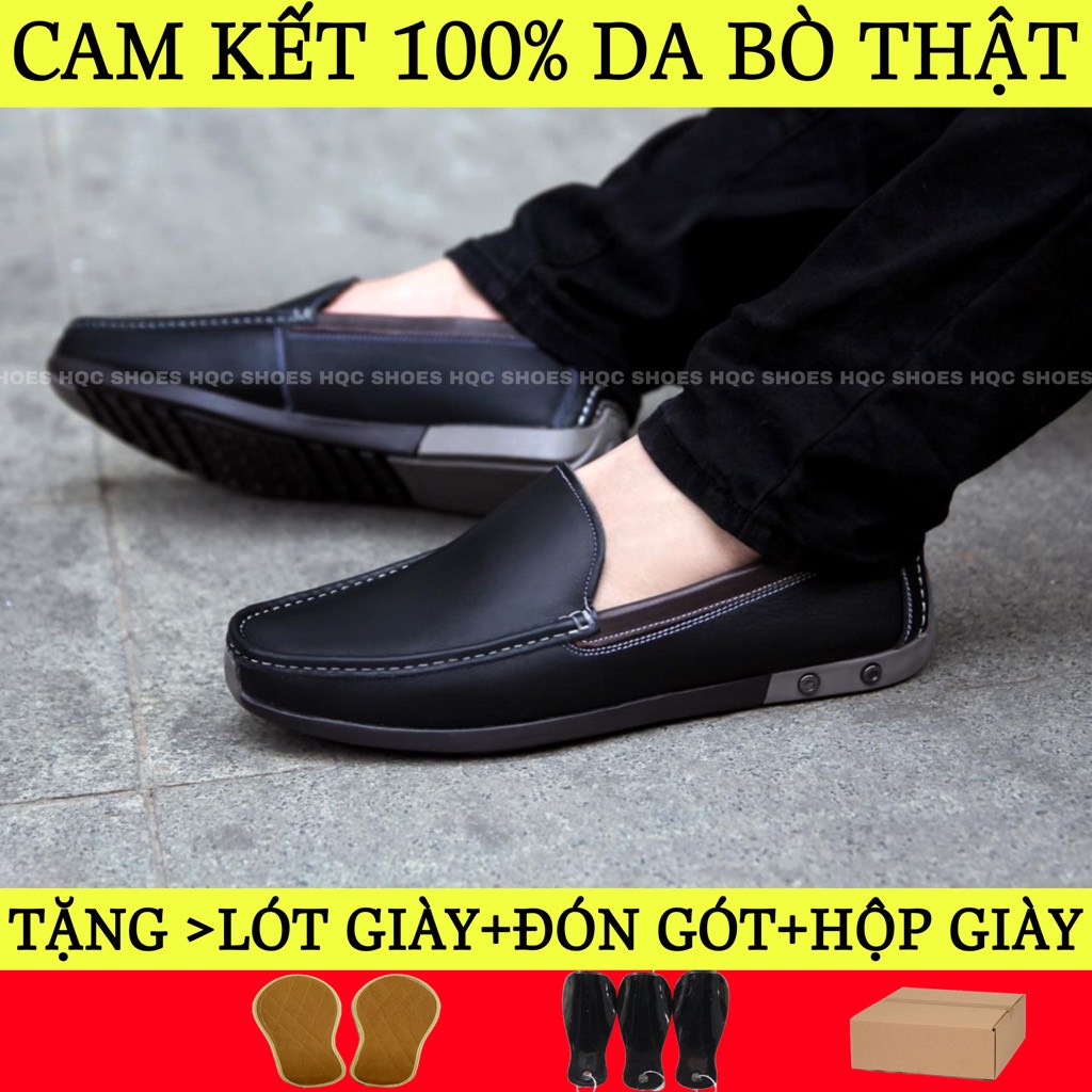 Giày lười nam HQC SHOES da bò đế cao su trẻ trung bảo hành 12 tháng GL22