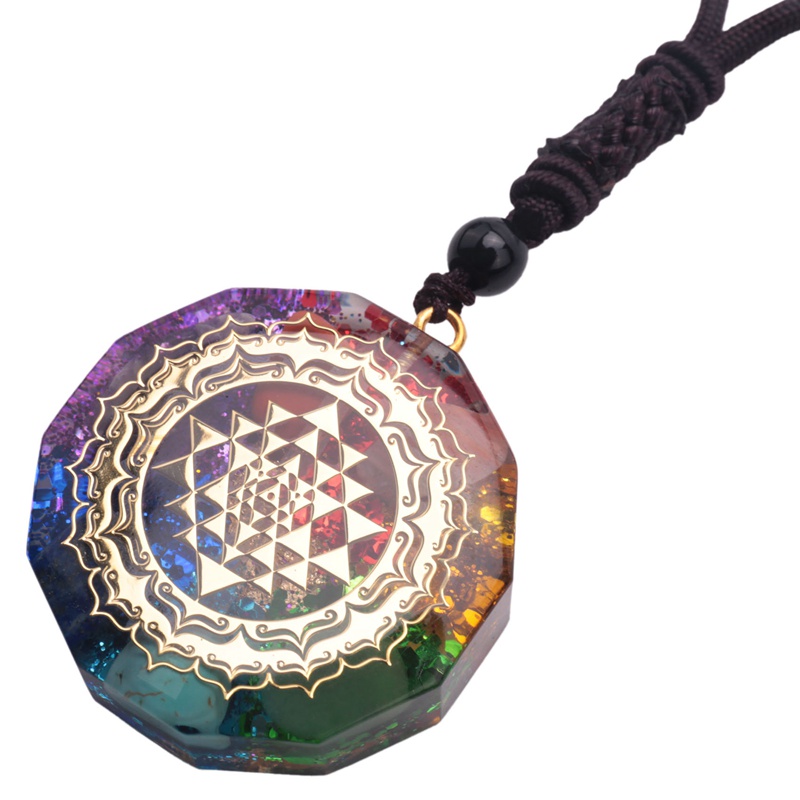 Mặt dây chuyền Orgonite Vòng cổ Sri Yantra, Vòng cổ năng lượng luân xa hình học thiêng liêng Vòng cổ năng lượng , Vòng cổ thiền định và cầu nguyện