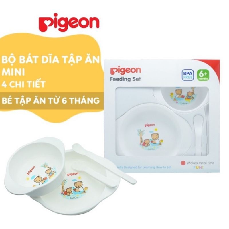 Bộ bát thìa tập ăn Mini Pigeon