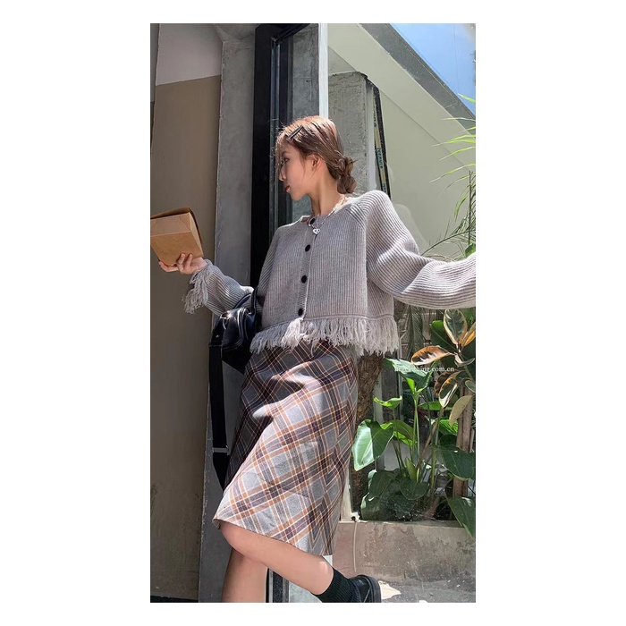 [Spot] Áo Khoác cardigan Dệt Kim Mỏng Dáng Rộng Cao Cấp Viền Tua Rua Đơn Giản Thời Trang Mùa Thu Phong Cách Hàn Quốc