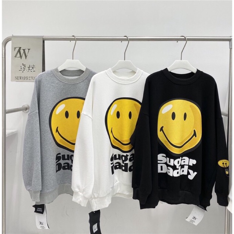 Áo Nỉ Trơn Bo Tay Cổ Tròn Sugar Daddy, Mẫu Thu Đông Mới Nhất 2021