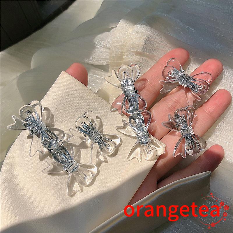 Set 1 hoặc 2 kẹp tóc nơ bằng nhựa trong suốt dễ thương cho nữ