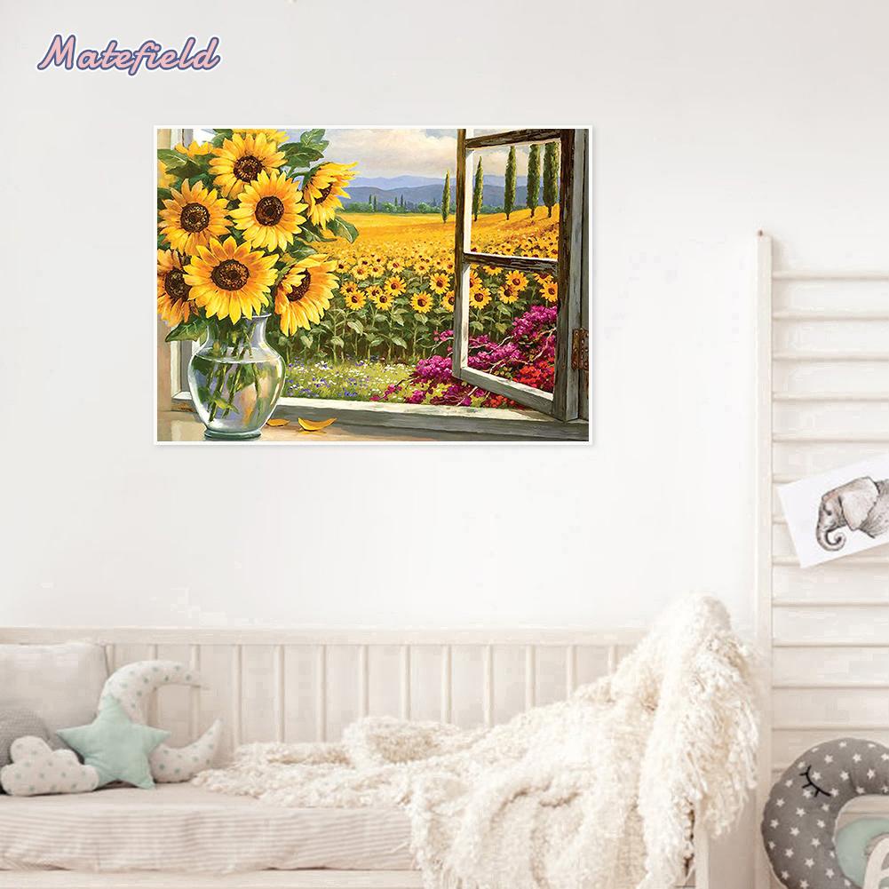 Set tranh thêu chữ thập hình hoa hướng dương 11CT DIY