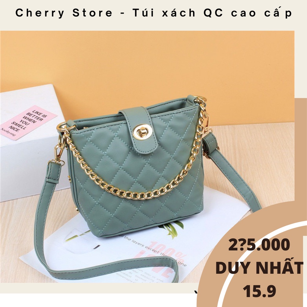 Túi xách nữ đeo vai/đeo chéo trần ô công sở, đi chơi thêu sọc ngang xinh xắn chất da đẹp hàng loại 1 Andrey Bag 666