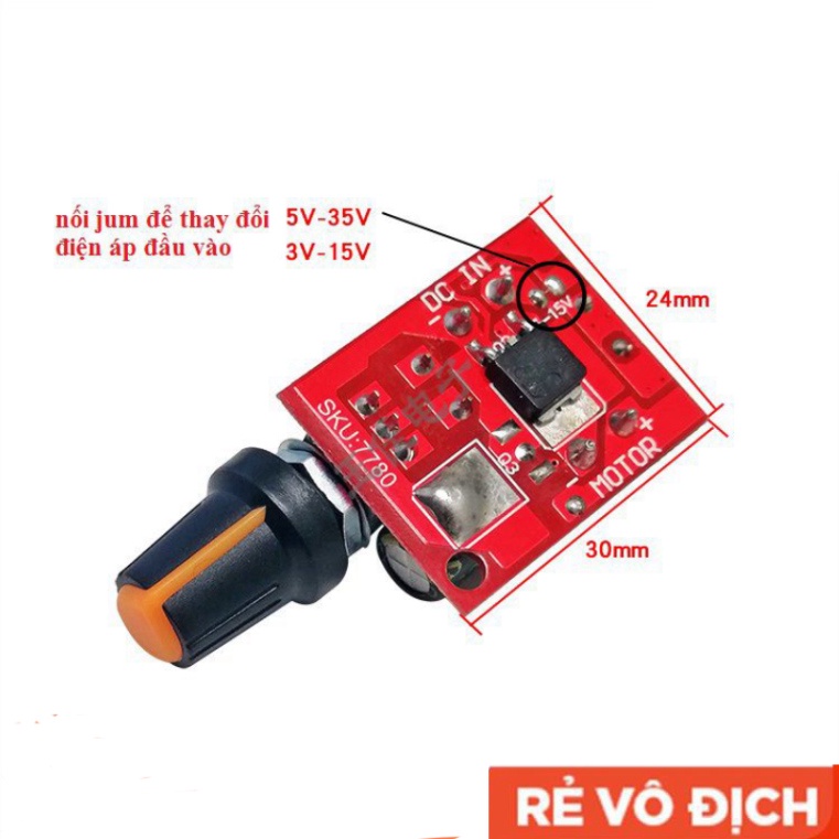 Mạch điều tốc động cơ DC PWM 5A 3 - 35V dùng điều khiển tốc độ motor chỉnh độ sáng đèn Led ( Led Dimmer ver2)