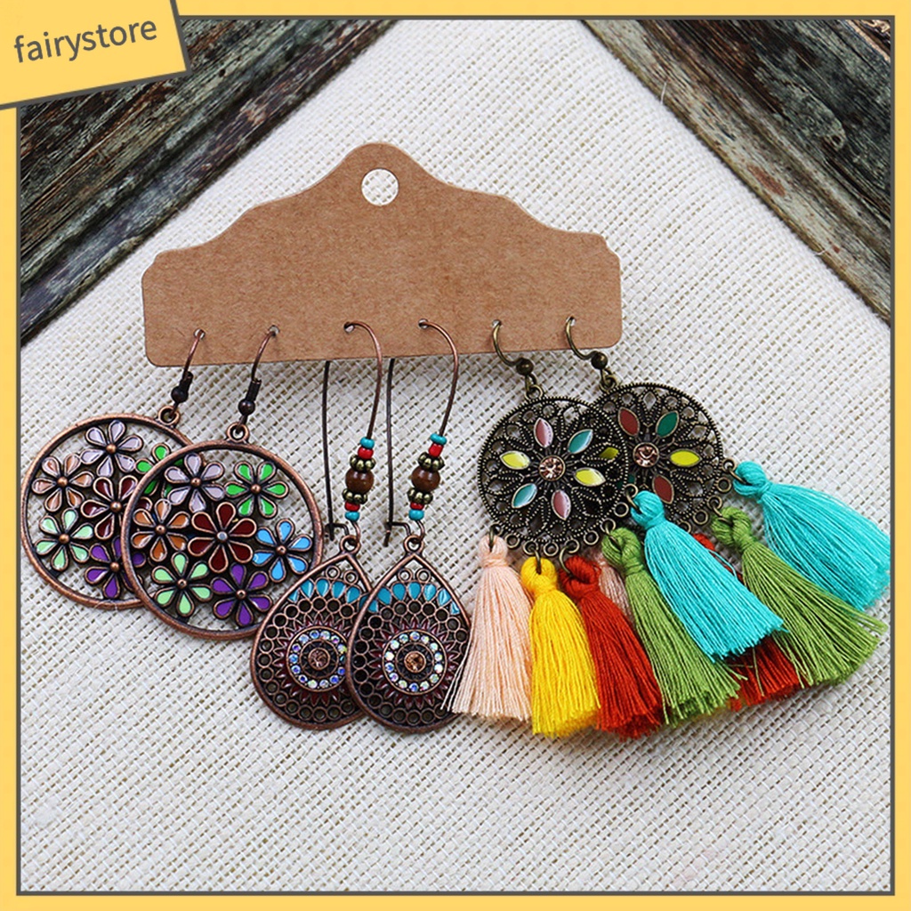 Bộ 3 đôi bông tai thời trang phong cách Bohemian thời trang dành cho nữ