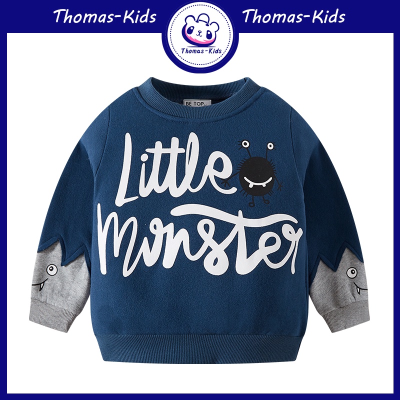 [THOMAS KIDS] Áo Sweater Tay Dài In Hình Quái Vật Nhỏ Dễ Thương Cho Bé Trai Và Gái 1-9 Tuổi
