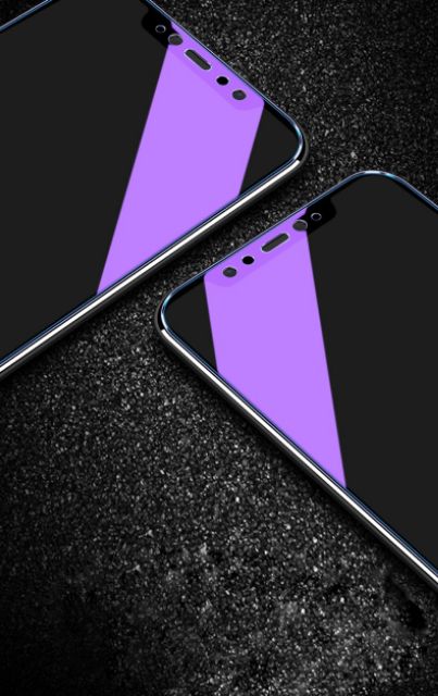 Redmi Note 6 Pro cường lực Tím chống tia UV hại mắt ( tặng keo mép )