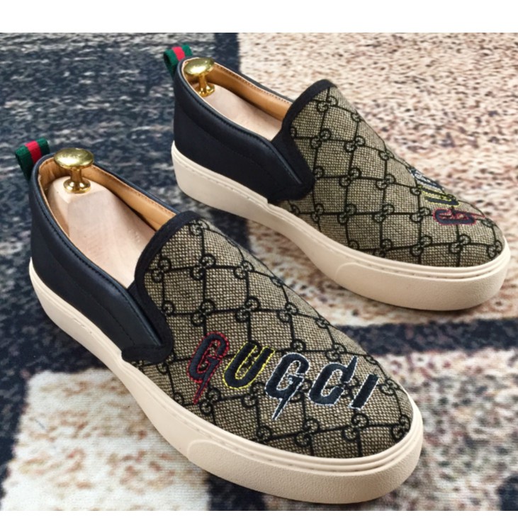 Giày Lười Nam Slipon GC- Vải Cao Cấp vs Da Bò-G1 ;'