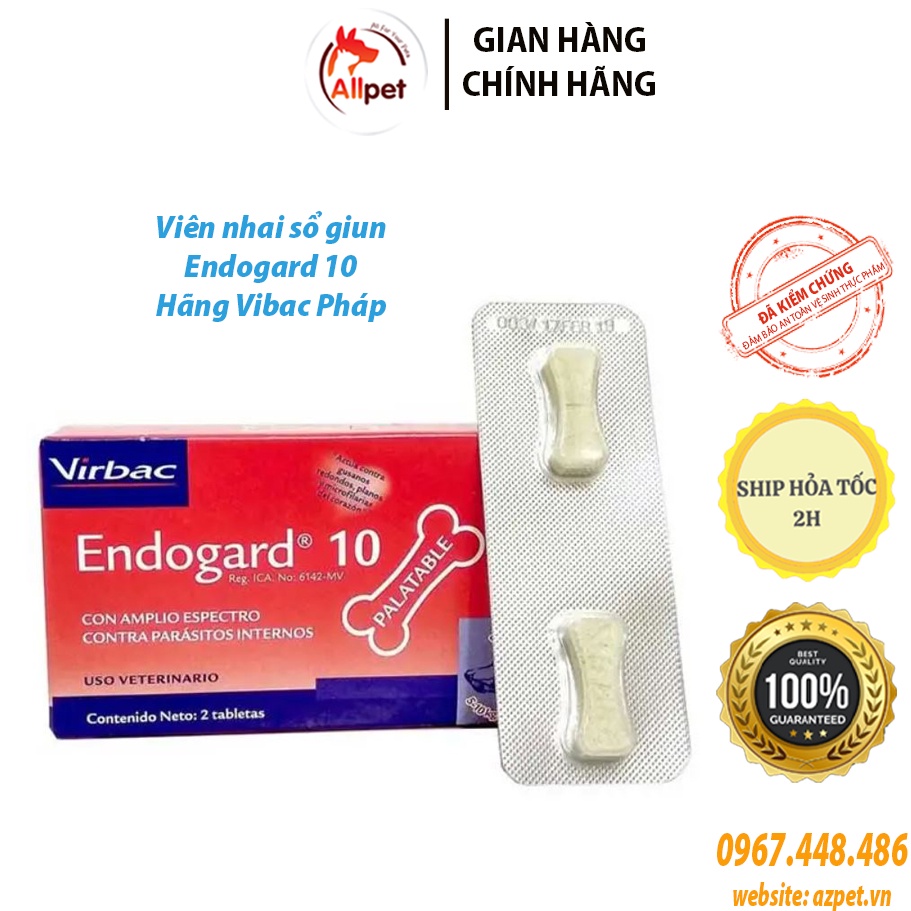 Viên nhai xổ giun cho chó Endogard 10. Viên xổ giun Virbac của Pháp.