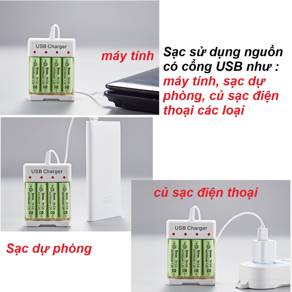 Sạc pin AA/AAA 1.2v Bmax B04 dùng sạc pin xe mô hình