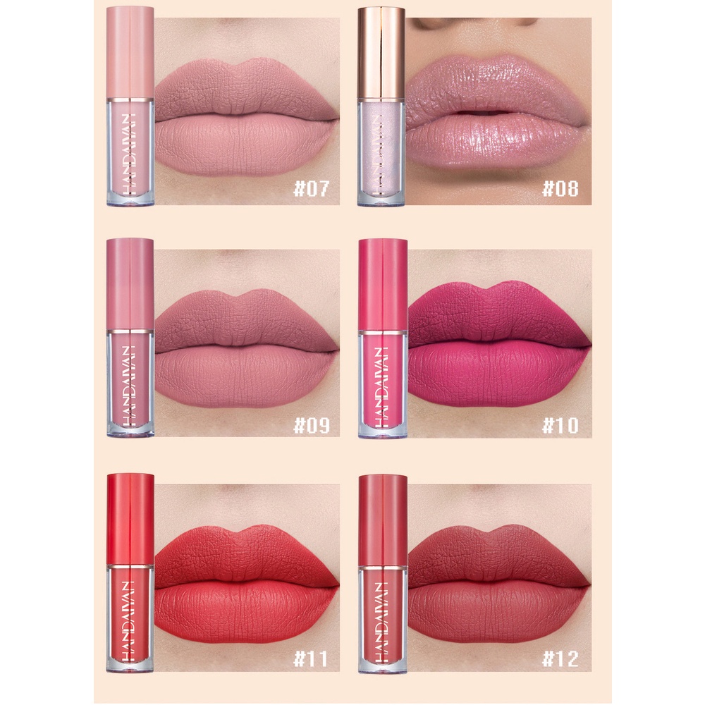 12-color Book Lip Gloss Set Liquid Lipstick Matte Pearlescent Non-sticky Cup Lip Glaze