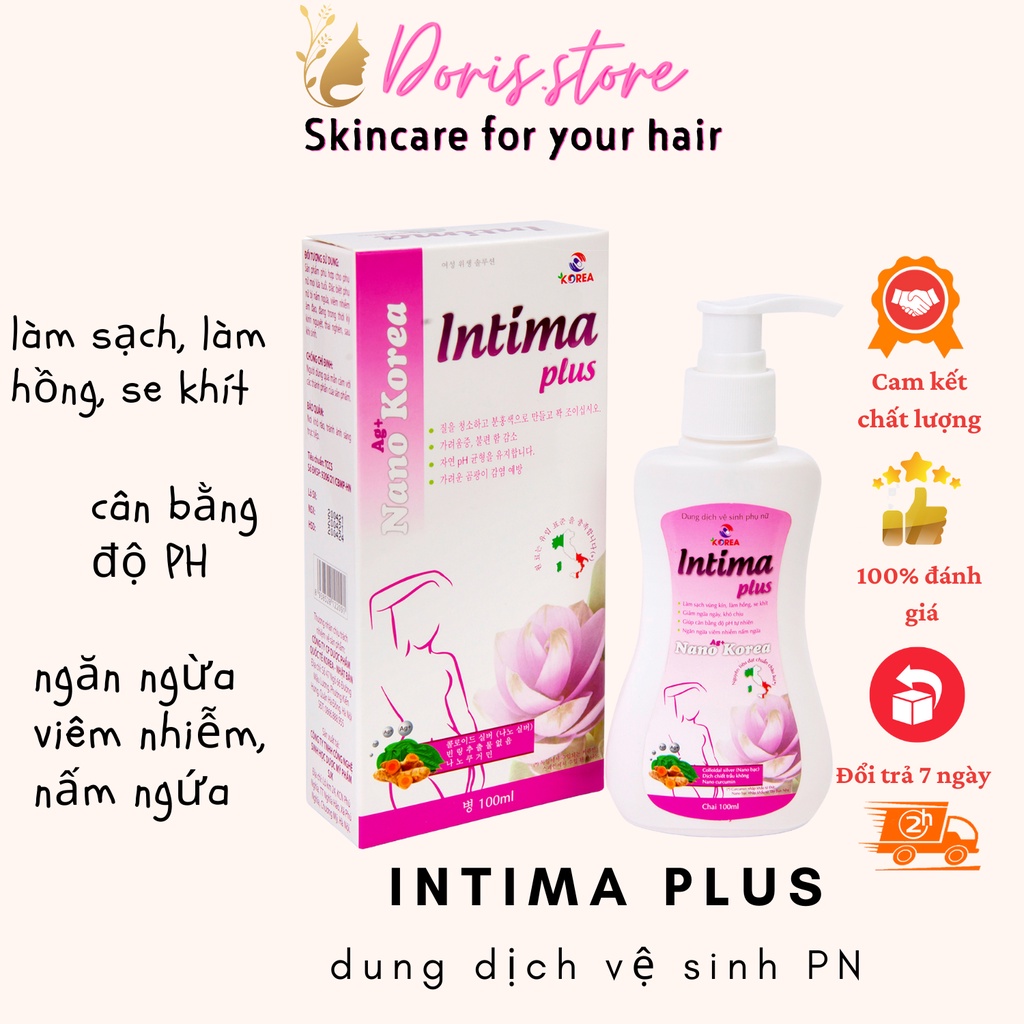 Dung Dịch Vệ Sinh Phụ Nữ Intima Plus 150ml Dạng Gel , nước rửa phụ khoa se khít vùng kín kháng khuẩn khử mùi hôi