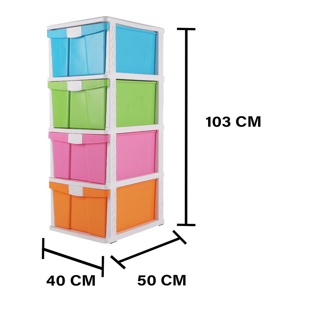 HomeBase STACKO Tủ nhựa đa năng 4 tầng Thái Lan W40xD50xH103cm