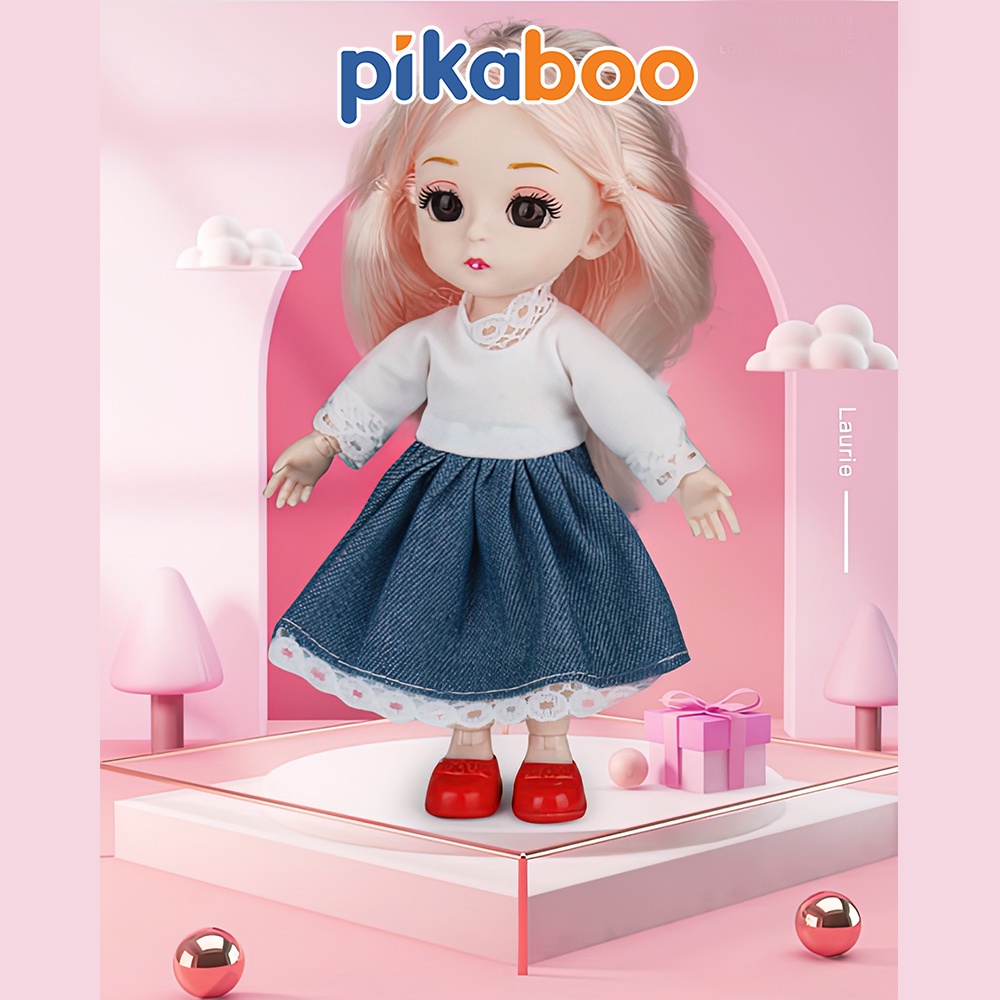 Đồ chơi búp bê công chúa barbie cho bé gái Pikaboo có khớp tay, chân chất liệu nhựa cao cấp an toàn cho trẻ em