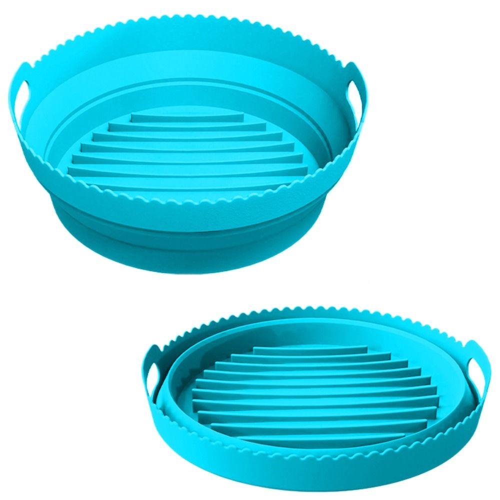 Khay Nướng Hình Tròn Bằng Silicon Mềm Kèm Tấm Lót Tách Tái Sử Dụng Được Dành Cho Nồi Chiên Không Dầu