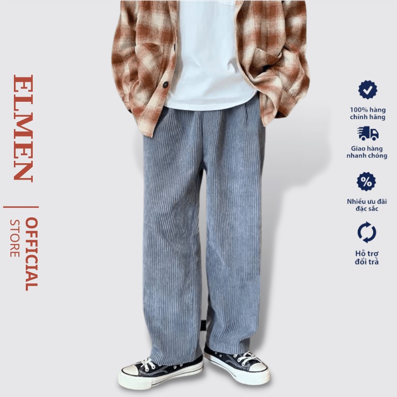 Quần Ống Suông Nam Nữ Ulzzang Nhung Tăm Form Suông Rộng Unisex