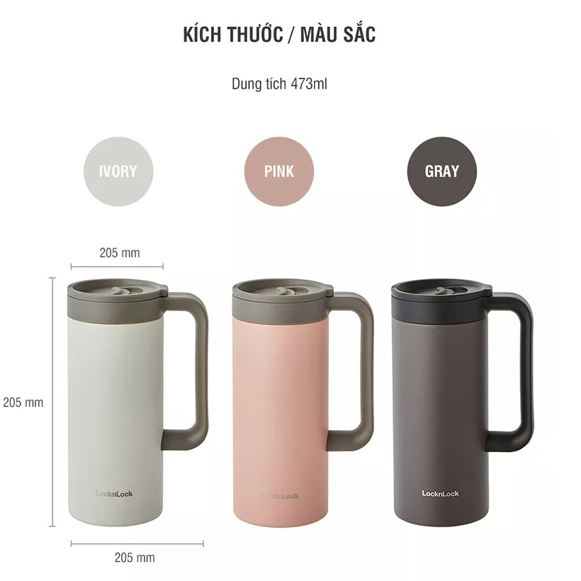 Ly giữ nhiệt/ Ca giữ nhiệt có quai cầm Lock&Lock Table Mug LHC4247 473ml