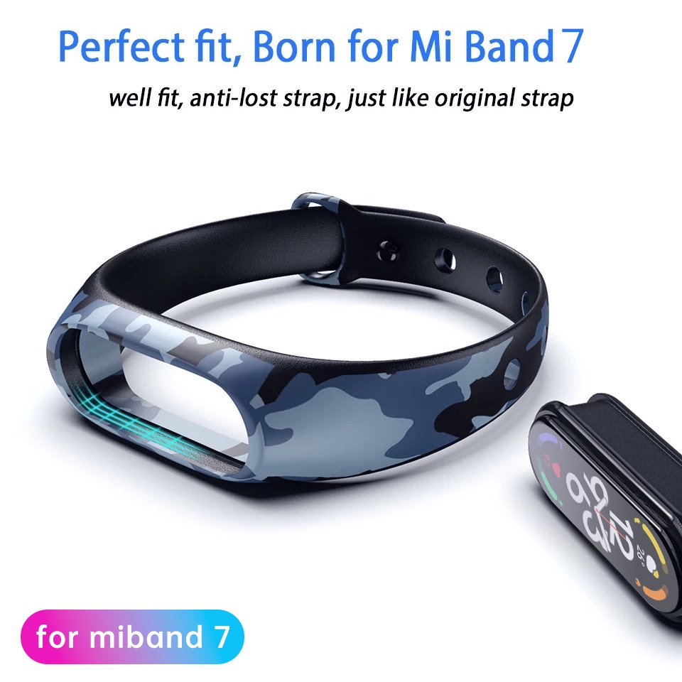 Dây Đeo Họa Tiết Rằn Ri Bằng Silicone Mềm Cho Đồng Hồ Thông Minh Xiaomi Mi Band 7