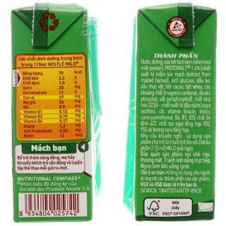 Thùng sữa lúa mạch Milo active go hộp 115ml (48 hộp)